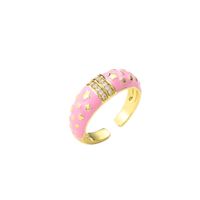 Color Oil Dripping Sky Star Ring Micro Inlaid Zircon Row Diamond Dripping Oil Ring sku image 5