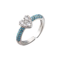 Micro-inlaid Colored Diamonds Zircon Peach Heart Ring Opening Adjustable Heart Ring sku image 7