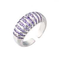 Micro-inlaid Color Diamond 18k Gold Plated Ring Opening Adjustable Wide Face European And American Ring sku image 3