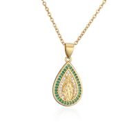Fashion Micro-inlaid Colored Diamond Drop-shaped Virgin Mary Christ Jewelry Accessories sku image 1