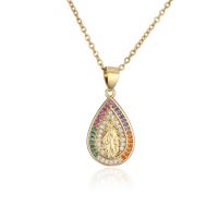 Fashion Micro-inlaid Colored Diamond Drop-shaped Virgin Mary Christ Jewelry Accessories sku image 2