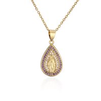 Fashion Micro-inlaid Colored Diamond Drop-shaped Virgin Mary Christ Jewelry Accessories sku image 3