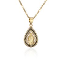 Fashion Micro-inlaid Colored Diamond Drop-shaped Virgin Mary Christ Jewelry Accessories sku image 4