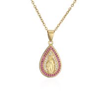Fashion Micro-inlaid Colored Diamond Drop-shaped Virgin Mary Christ Jewelry Accessories sku image 6