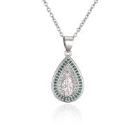 Fashion Micro-inlaid Colored Diamond Drop-shaped Virgin Mary Christ Jewelry Accessories sku image 7