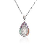 Fashion Micro-inlaid Colored Diamond Drop-shaped Virgin Mary Christ Jewelry Accessories sku image 8