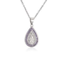 Fashion Micro-inlaid Colored Diamond Drop-shaped Virgin Mary Christ Jewelry Accessories sku image 9