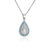 Fashion Micro-inlaid Colored Diamond Drop-shaped Virgin Mary Christ Jewelry Accessories sku image 11