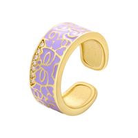 Hecheng Ornament Colorful Oil Necklace Ring Irregular Pattern Open-end Zircon Ring  Vj307 sku image 2