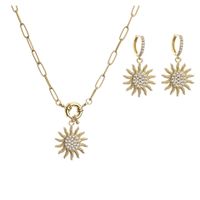 Hecheng Ornament Micro Inlaid Zircon Sun Necklace And Earrings Suite Ornament Cross-border Sold Jewelry Ornament sku image 5