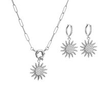 Hecheng Ornament Micro Inlaid Zircon Sun Necklace And Earrings Suite Ornament Cross-border Sold Jewelry Ornament sku image 6