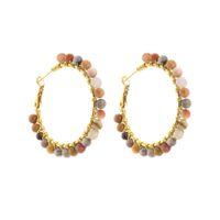 Hecheng Ornament Handmade Glass Beaded Ear Ring Natural Stone Earring Ear Clip Ornament Accessories sku image 9