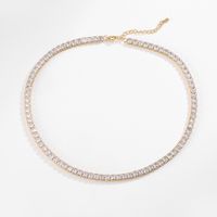 Fashion Full Diamond T Square Diamond Chain Necklace Copper Jewelry Wholesale sku image 7