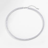 Fashion Full Diamond T Square Diamond Chain Necklace Copper Jewelry Wholesale sku image 8