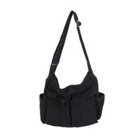 Unisex Canvas Solid Color Streetwear Square Zipper Shoulder Bag sku image 3