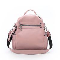 Korean New Trendy Fashion All-match Soft Leather Personalized Casual Shoulder Backpack sku image 4