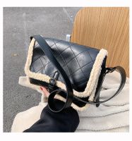 Plush Oily Leather Big Bag For Women 2021 Autumn And Winter New Crossbody Bag Texture Western Style Rhombus Plaid Shoulder Bag Underarm Bag sku image 1