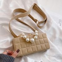 Velvet Bag Pearl Hand Chain Bag Women's Dull Polish Bag Ins2021 Winter New Textured Shoulder Messenger Bag sku image 1