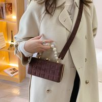 Velvet Bag Pearl Hand Chain Bag Women's Dull Polish Bag Ins2021 Winter New Textured Shoulder Messenger Bag sku image 7