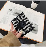 Houndstooth Small Wallet Retro Wallet Contrasting Color Folding Buckle Long Clutch sku image 1