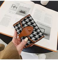 Houndstooth Small Wallet Retro Wallet Contrasting Color Folding Buckle Long Clutch sku image 2