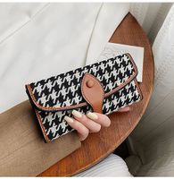 Houndstooth Small Wallet Retro Wallet Contrasting Color Folding Buckle Long Clutch sku image 4