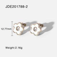 Boucles D&#39;oreilles En Acier Inoxydable Coquillage Blanc Naturel Boucles D&#39;oreilles Fleurs En Trois Dimensions Bijoux sku image 1