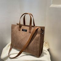 Corduroy Large Capacity New Fashion One-shoulder Messenger Autumn And Winter Portable Tote Bag main image 3
