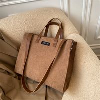 Corduroy Large Capacity New Fashion One-shoulder Messenger Autumn And Winter Portable Tote Bag main image 5