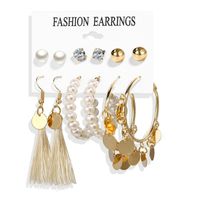 New Hot Sale Bohemian Moon Triangle Tassel Earring Set 6 Pairs Wholesale sku image 3