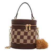 Mini Small Bag For Women Autumn And Winter 2021 New Fashion Chessboard Plaid Chain Messenger Bag High-grade Portable Bucket Bag sku image 2