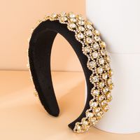 Golden Diamond Wide Fabric Headband Wholesale main image 2