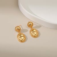 New Baroque Retro Brass 18k Gold Plated Oval Earrings Matte Earrings main image 5