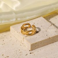 European And American Ins Internet Celebrity Rings Of The Same Style Four Rectangular Buckle Open Ring 18k Gold Plated Stainless Steel Ring For Women main image 1