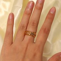 European And American Ins Internet Celebrity Rings Of The Same Style Four Rectangular Buckle Open Ring 18k Gold Plated Stainless Steel Ring For Women main image 3