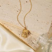 European And American Ins Internet Celebrity Style Embossed Diamond Eye Square Pendant Necklace Stainless Steel Retro Texture Necklace For Women main image 4