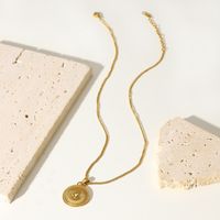 New Gold-plated Stainless Steel Necklace Jewelry Three-dimensional Round Pendant Necklace main image 5