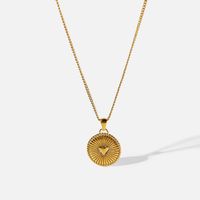 New Gold-plated Stainless Steel Necklace Jewelry Three-dimensional Round Pendant Necklace main image 6