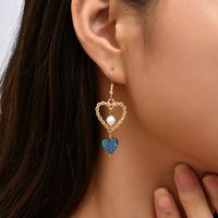 Korean Style Heart Pearl Trend Stone Earrings Creative Earrings Jewelry main image 1