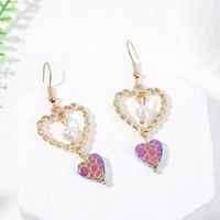 Korean Style Heart Pearl Trend Stone Earrings Creative Earrings Jewelry main image 5
