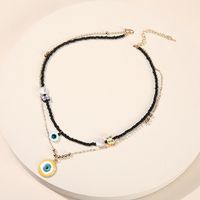 Ethnic Double-layer Devil's Eye Pendant Metal Pearl Clavicle Chain Wholesale main image 4