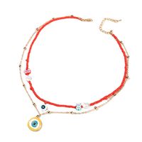 Ethnic Double-layer Devil's Eye Pendant Metal Pearl Clavicle Chain Wholesale main image 6