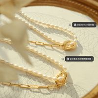 European And American Ins Internet Celebrity Dignified Sense Of Design Freshwater Pearl Stitching Clavicle Necklace Female Winter New Jewelry P119 main image 3