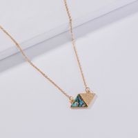 Fashion Personality Trend Rhombus Metal Pendant Natural Color Abalone Shell Necklace Ins European And American Jewelry main image 3