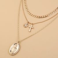 European And American Fashion Exaggerated Necklace Street Detachable Multi-layer Twin Sun Goddess Portrait Cross Necklace main image 5