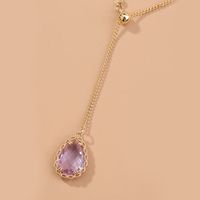 Japanese And Korean Temperamental Purple Droplet Zircon Long Pendant Necklace Elegant Fashion Lady Necklace Clavicle Chain Choker main image 5