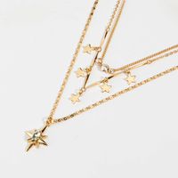 Best Seller In Europe And America Accessories    Fashion Personality Six-pointed Star Diamond Sun Multi-layer Necklace main image 3