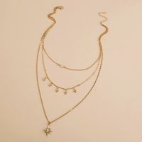Best Seller In Europe And America Accessories    Fashion Personality Six-pointed Star Diamond Sun Multi-layer Necklace main image 4