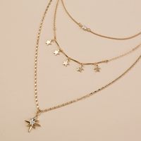 Best Seller In Europe And America Accessories    Fashion Personality Six-pointed Star Diamond Sun Multi-layer Necklace main image 5