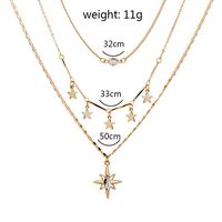 Best Seller In Europe And America Accessories    Fashion Personality Six-pointed Star Diamond Sun Multi-layer Necklace main image 6